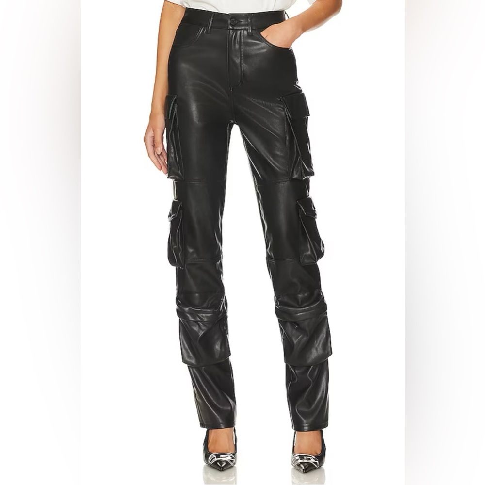 AFRM Shane Cargo Faux leather pants in Black size 28